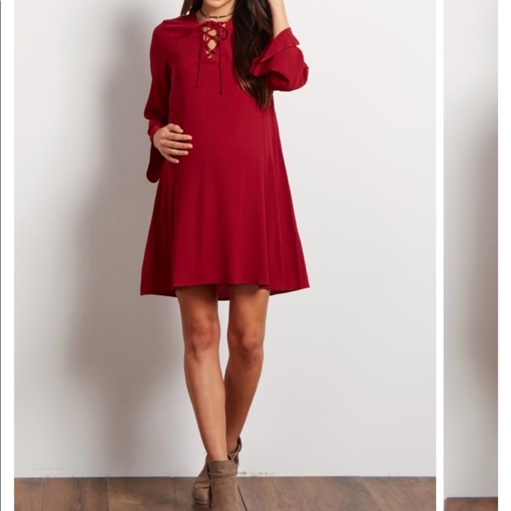 Burgundy Chiffon Maternity Dress